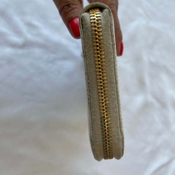 PRADA Authentic Saffiano Gold Leather Zipper Around Wallet - Picture 7 of 16